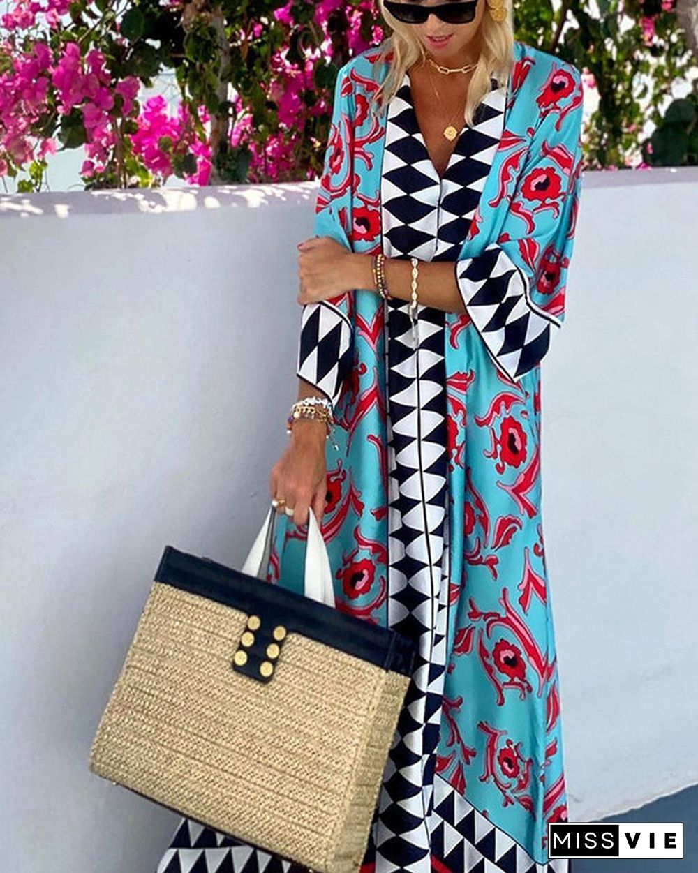 Fashion Ethnic Style Mid-sleeve Holiday Dress