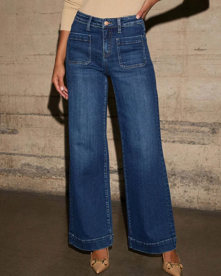 Astylish Women's Wide Leg Jeans High Waisted Stretchy Straight Leg Jeans Loose Trendy Denim Pants with Pocket