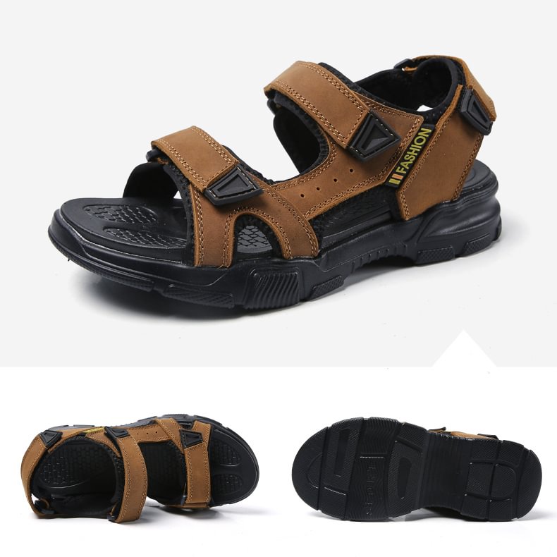 Mens British Fashion Genuine Leather Beach Sandals