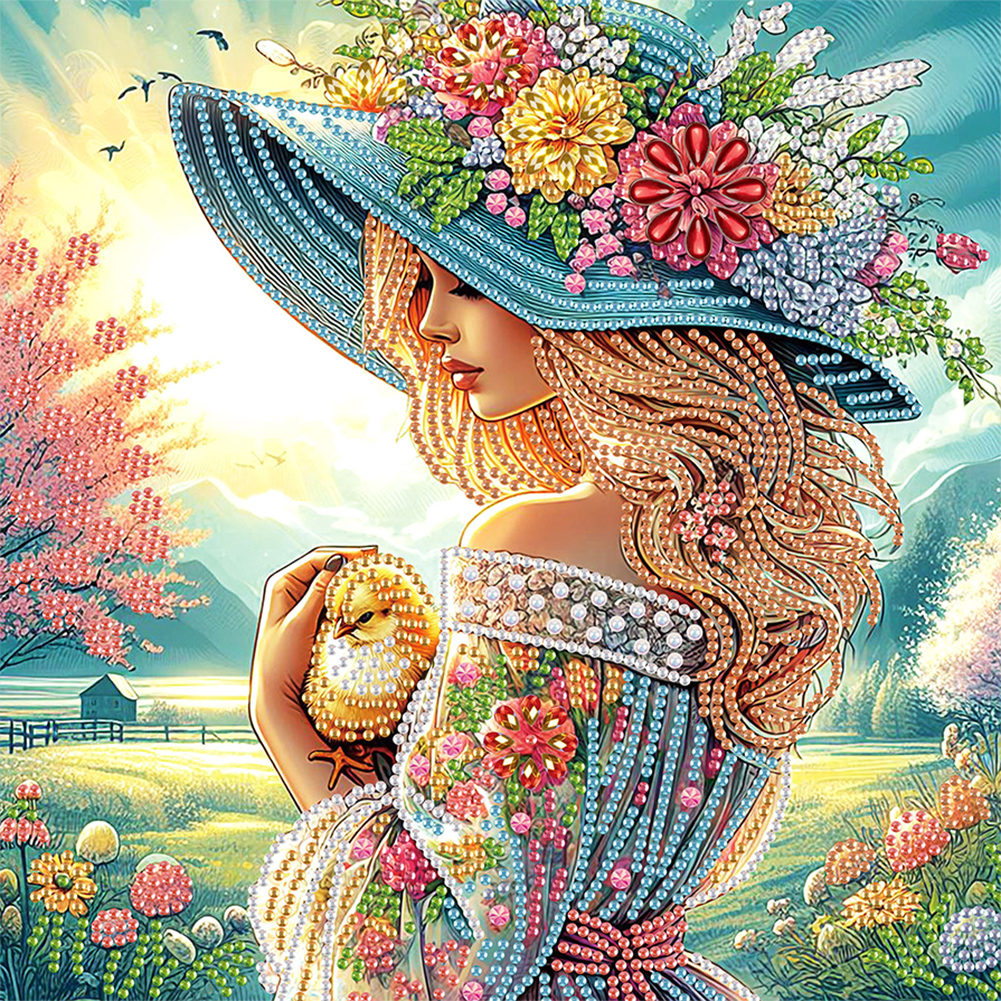 Elegant Woman 30*30cm(canvas) special shaped drill diamond painting