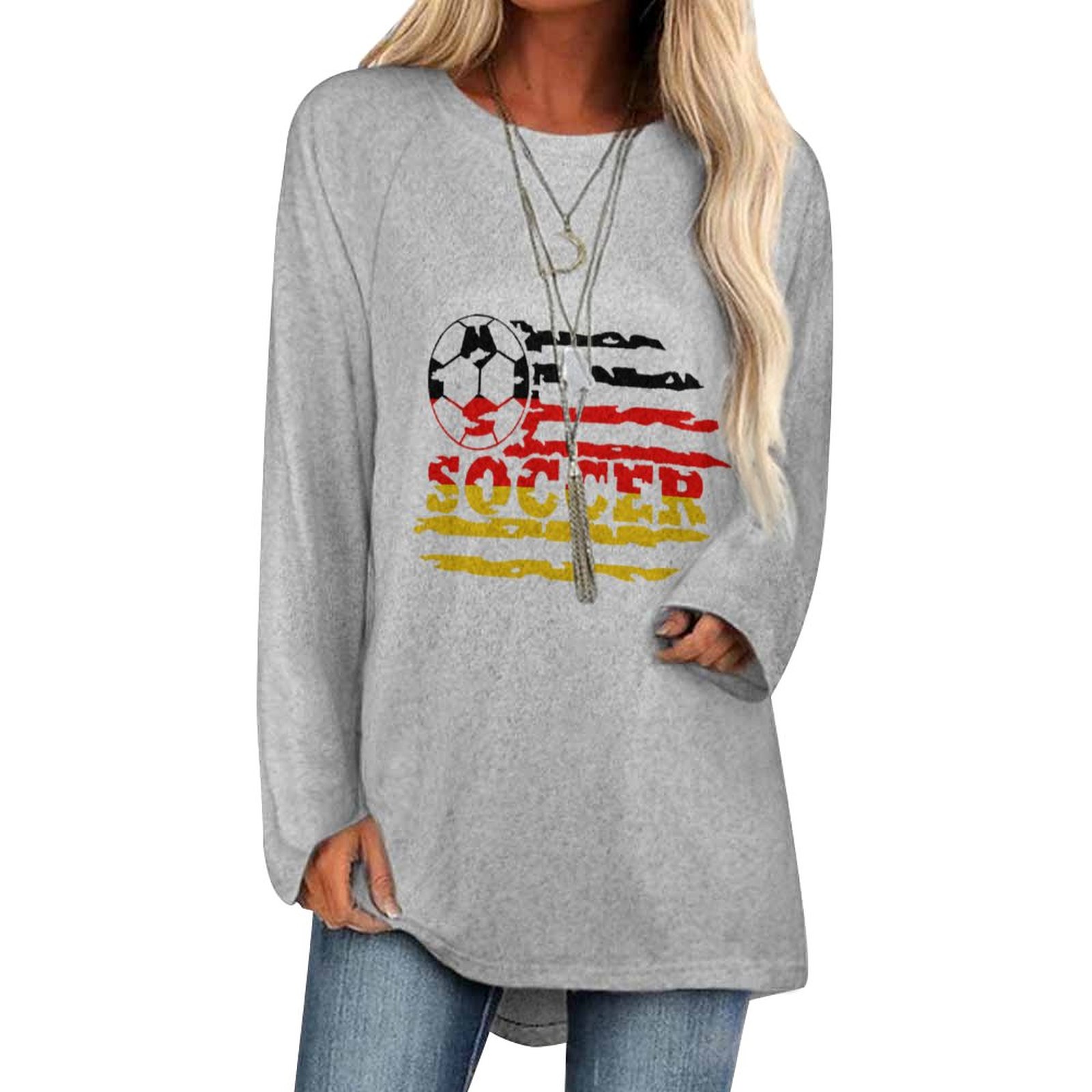 Soccer Germany Velvet Round Neck Long Sleeve Women's T-shirt