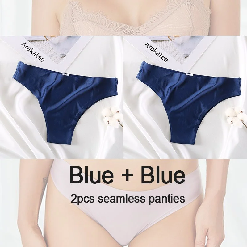 2PCS/Set Women's Panties Seamless Underwear Sexy Lingerie Thong Female Underpants Low-Rise Pantys T-back Briefs Femme Panties