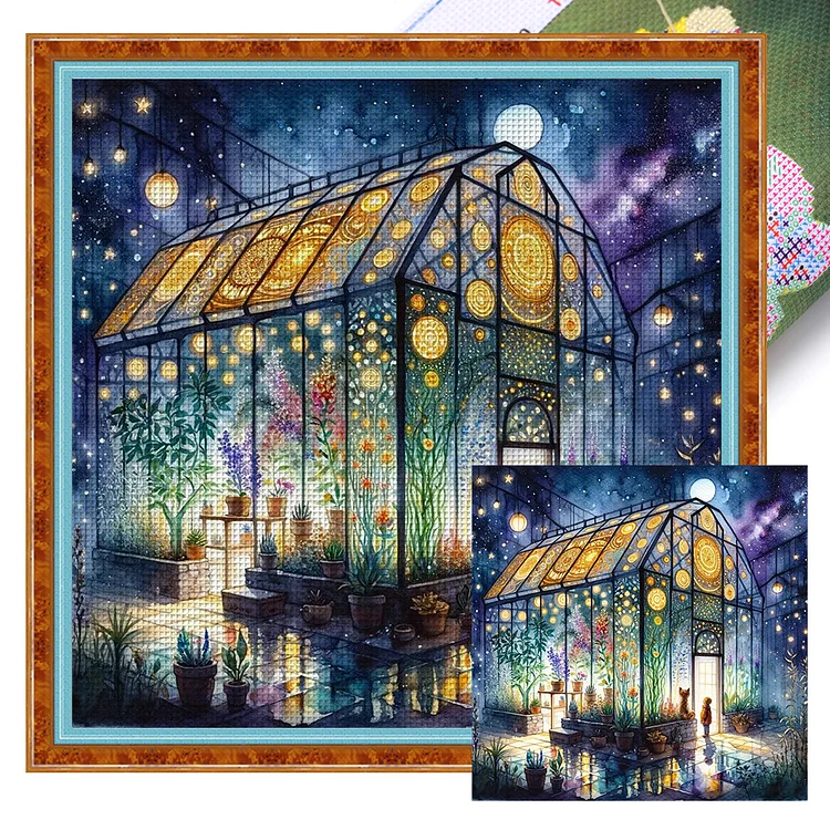 Fluorescent Hut (50*50cm) 11CT Stamped Cross Stitch gbfke