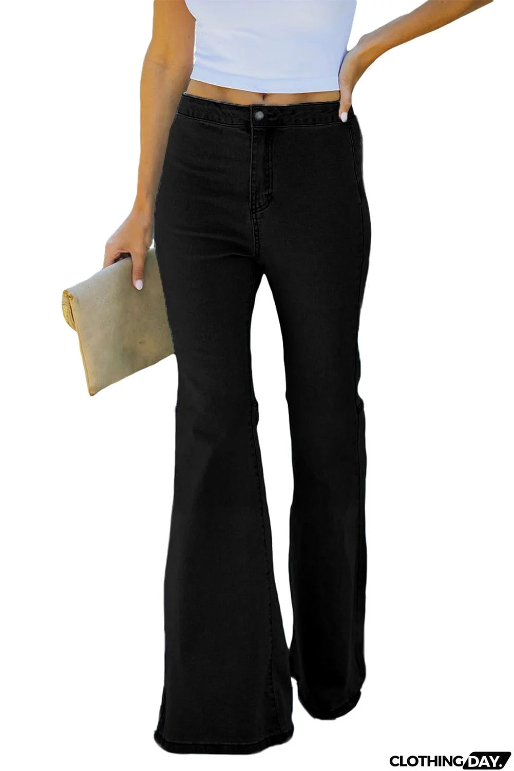 High Waist Pockets Bell Jeans