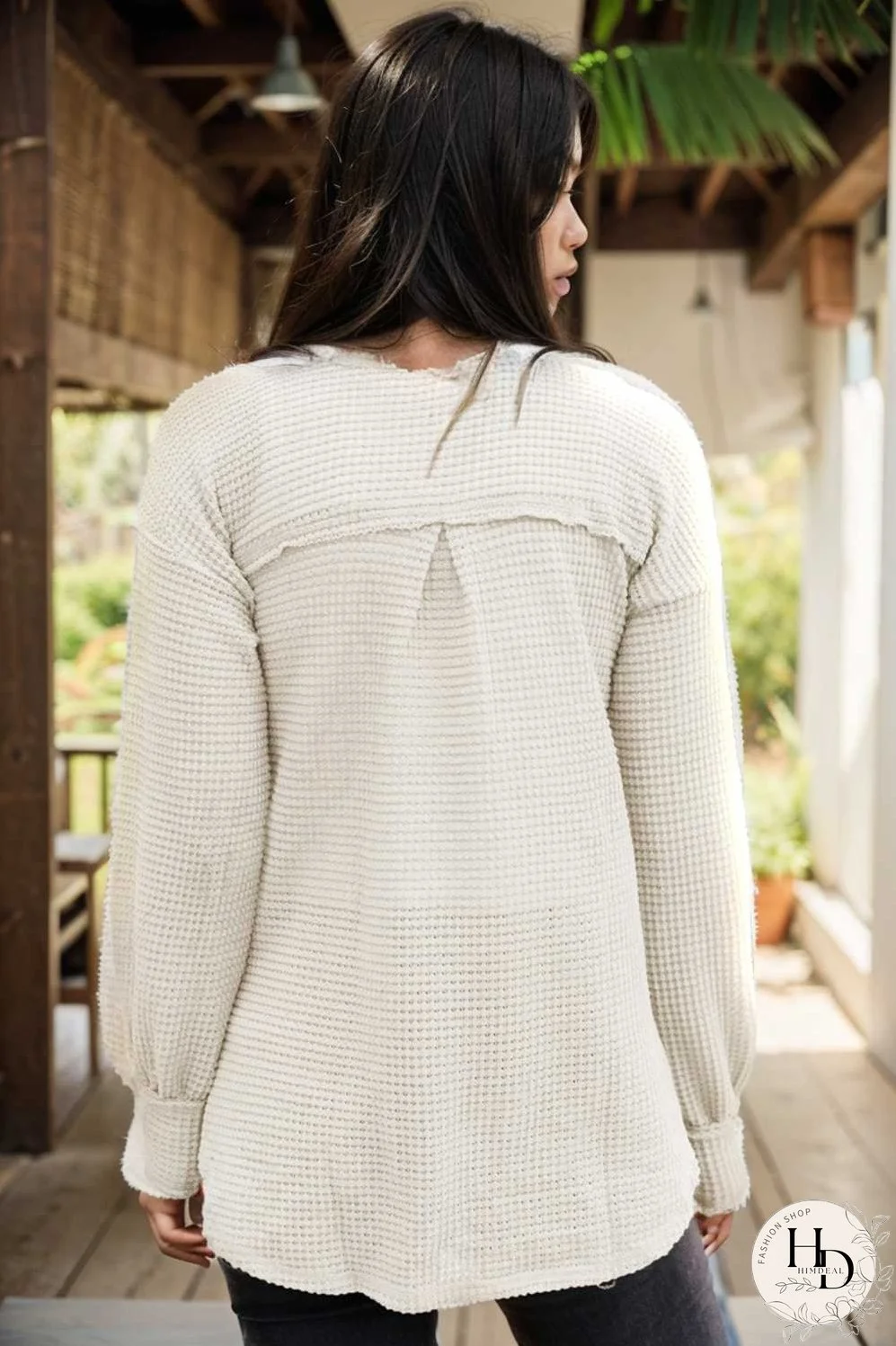 deep v neck long sleeve knitted sweater