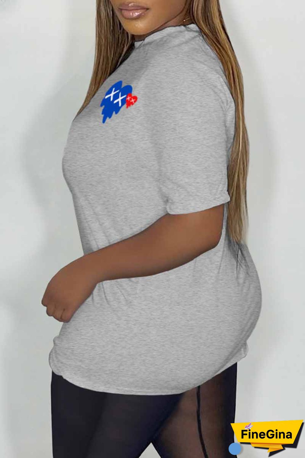 Black Casual Print Patchwork O Neck T-Shirts