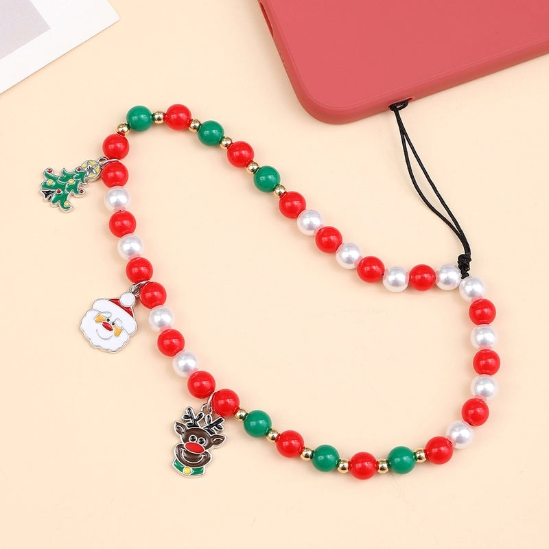 Cute Christmas Tree Santa Claus Plastic Polyester Christmas Mobile Phone Chain