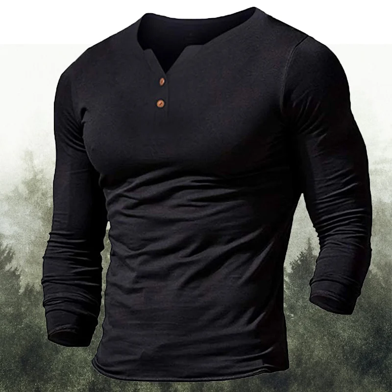 v-neck solid color long-sleeved T-shirt