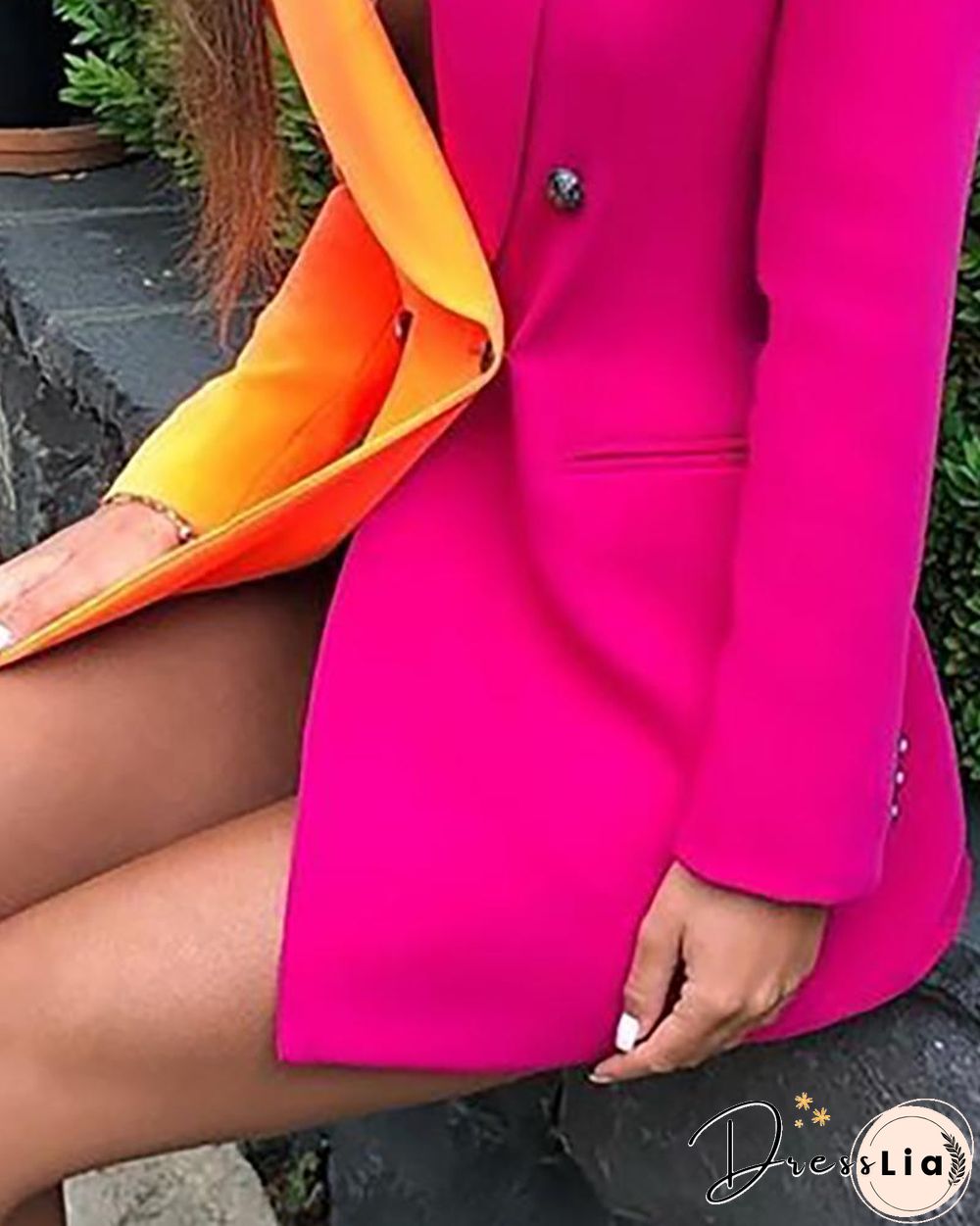 Colorblock Patchwork Long Sleeve Blazer Dress