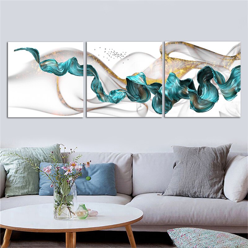 3 Panels Green and Yellow Wall Art Multi Panels Home Decoration Canvas Posters Prints Abstract Canvas Paitning for dropshipping