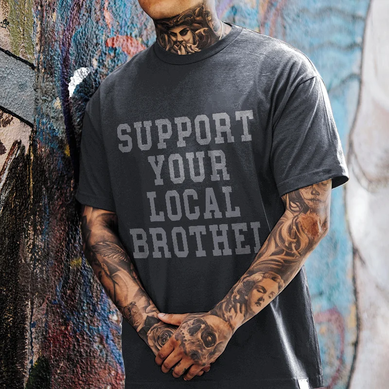 Support Your Local Brothel Printed T-shirt -  
