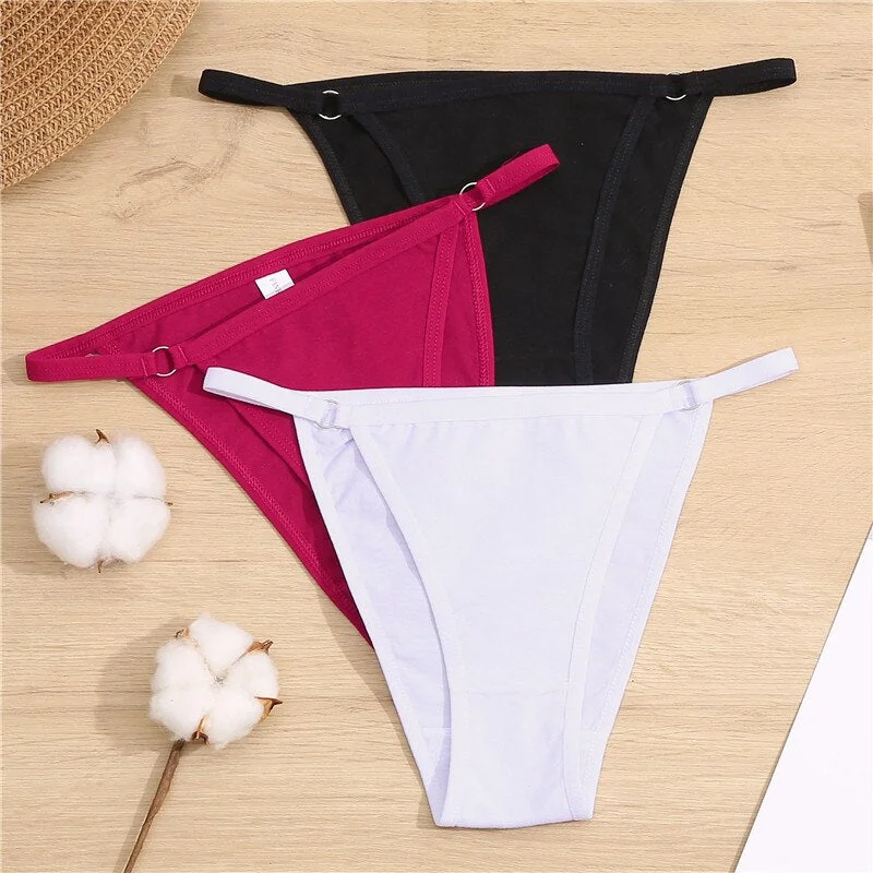 M-2XL Women's Cotton Briefs Sexy Low Waist Underwear Female Underpant Soft Woman Panty Plus Size Lingerie 3PCS/Set