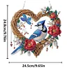 (US Local)DIY Double Sided Special Shaped Wreath Blue Bird Diamond Painting Hanging Decor