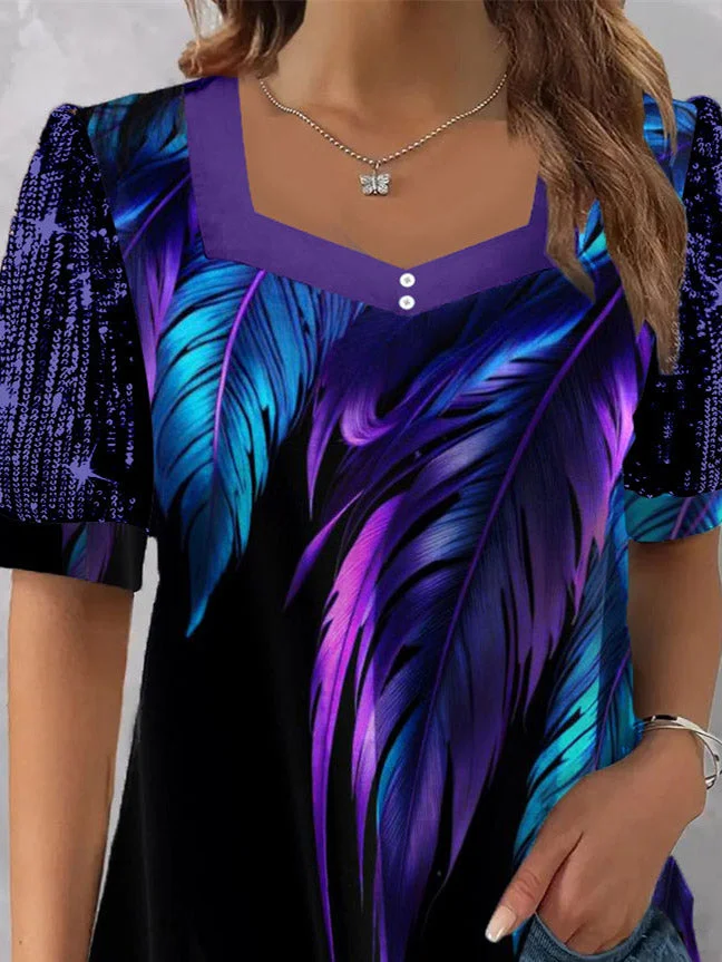 Women Half Sleeve V-neck Solid Color Dress