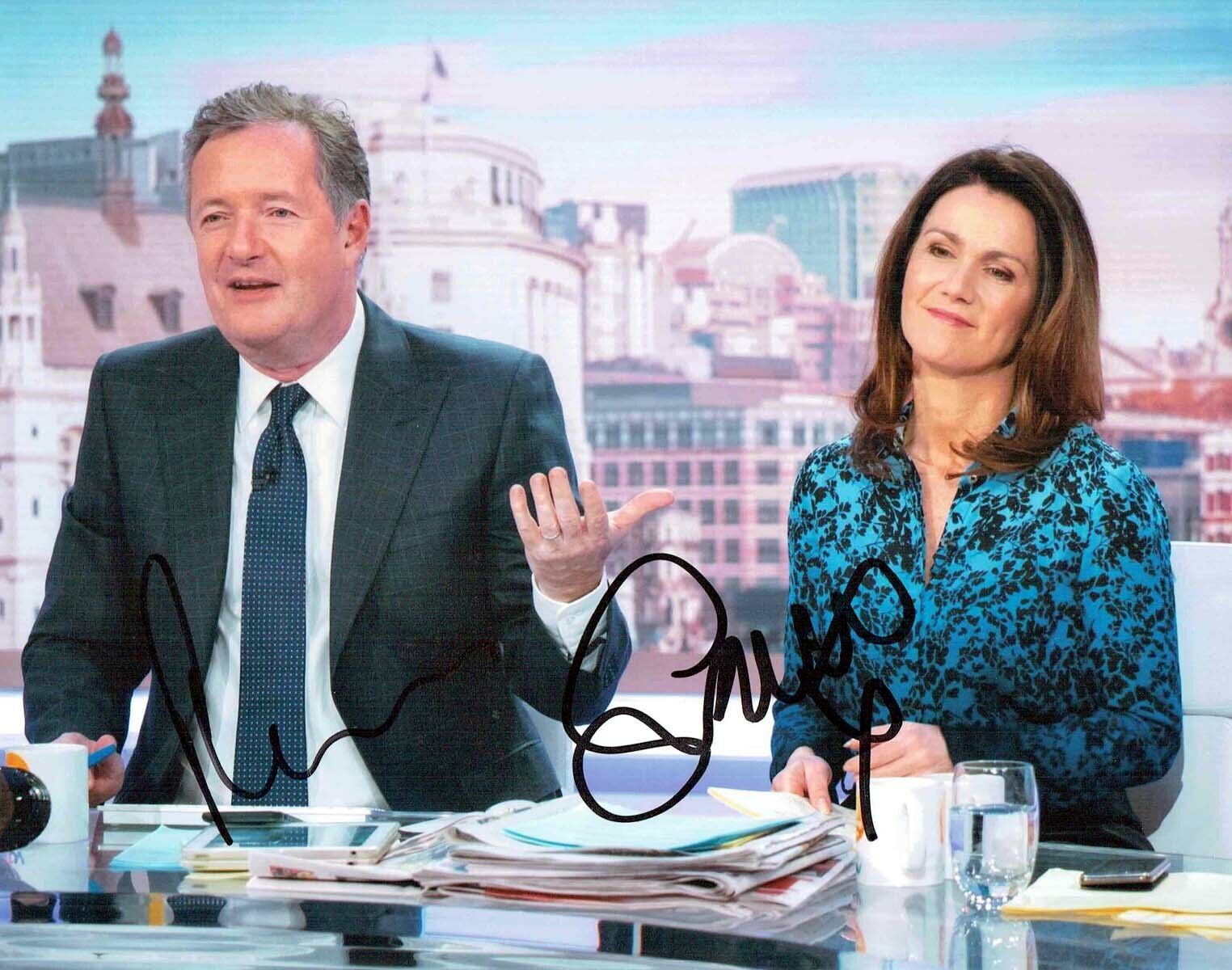 Piers MORGAN & Susanna REID SIGNED Autograph Photo Poster painting 1 AFTAL COA Breakfast TV