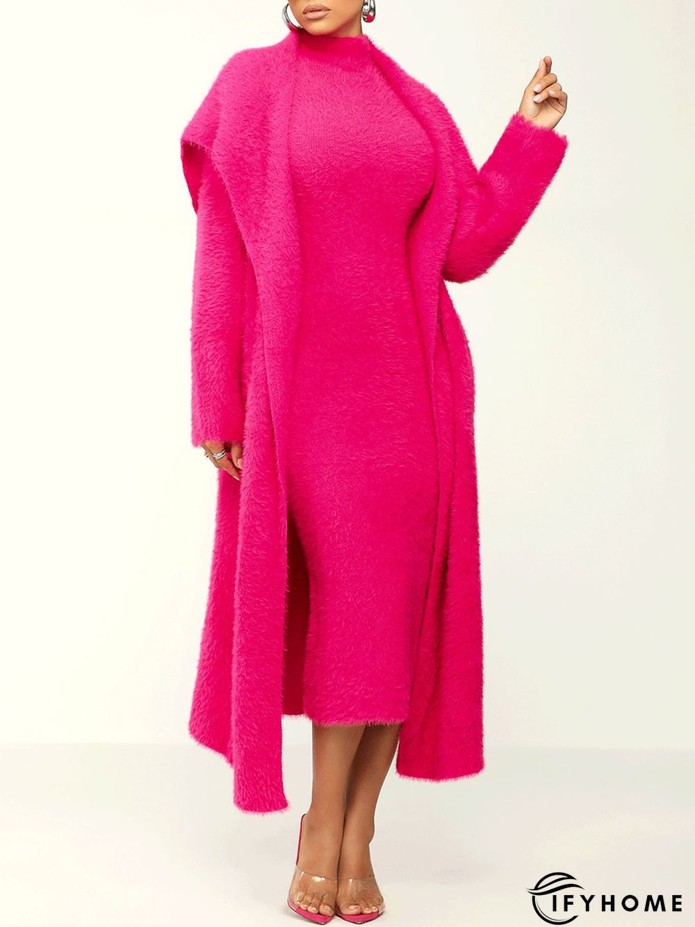 Elegant Loose Plain Shawl Collar Sweater Coat | IFYHOME