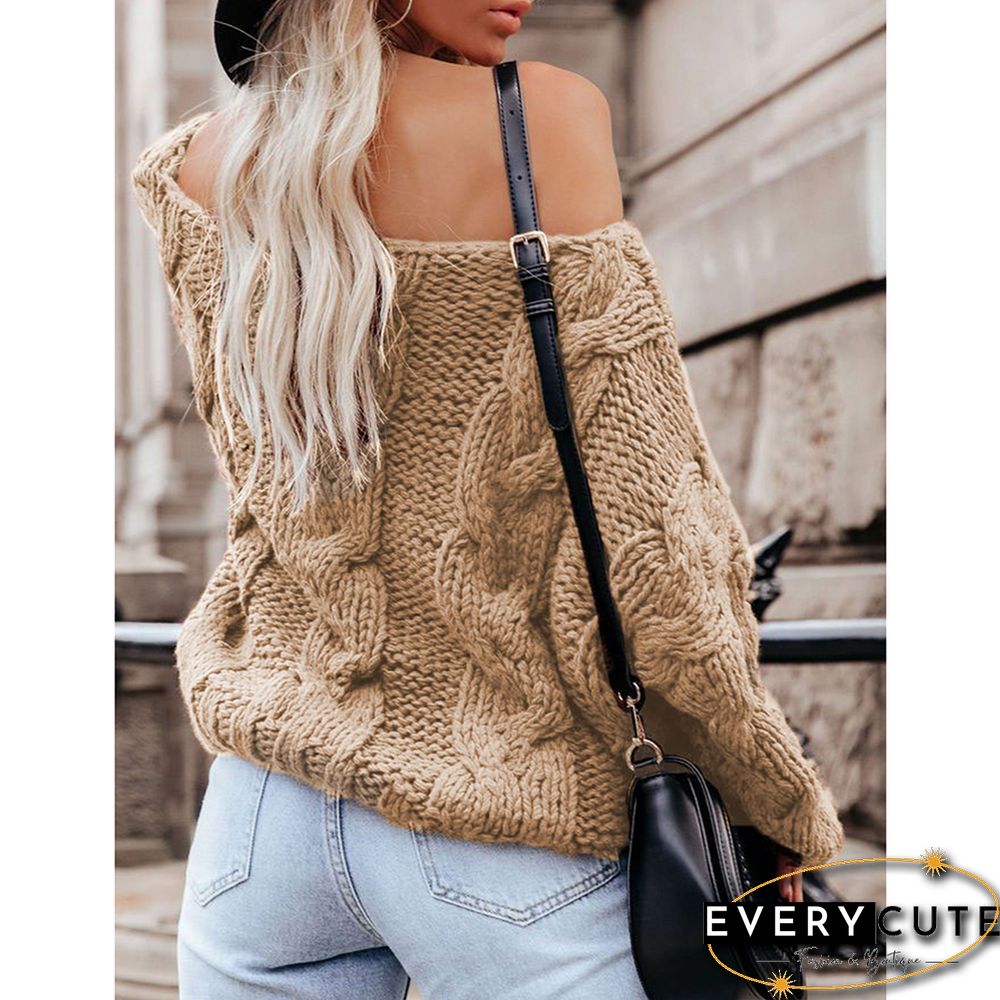 Khaki Oversize Pullover Knit Sweater