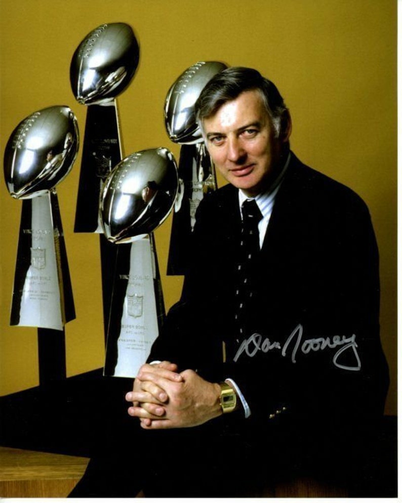 Dan rooney signed autographed nfl pittsburgh steelers super bowl trophy Photo Poster painting