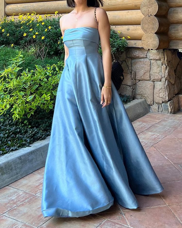 Fashion Solid Color Tube Top Dress