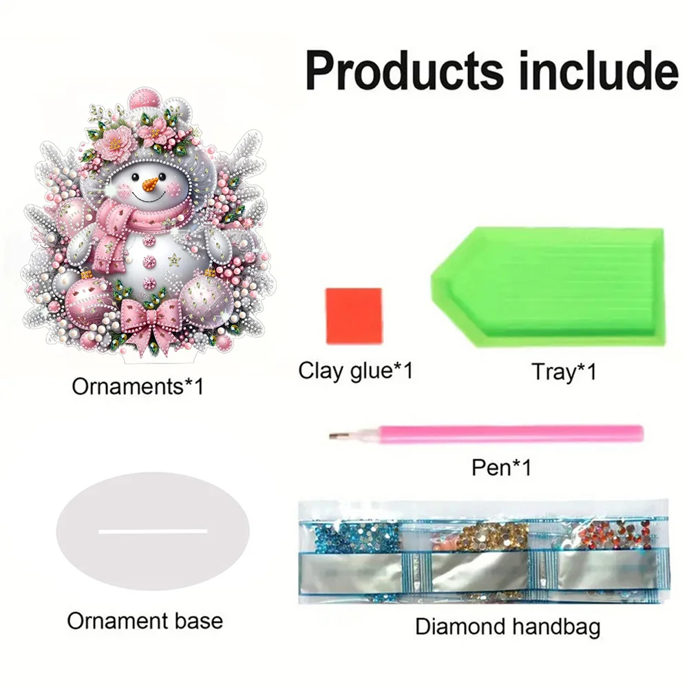 DIY Christmas Snowman Diamond Painting Desktop Ornaments Kit Table Decor