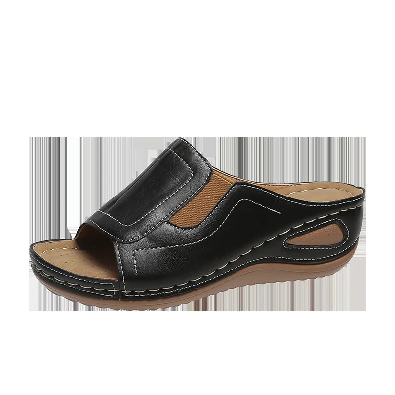 Yyvonne Toe Beach Slippers Women 2025 Summer Slope With Light PU Bottom Cold Slippers