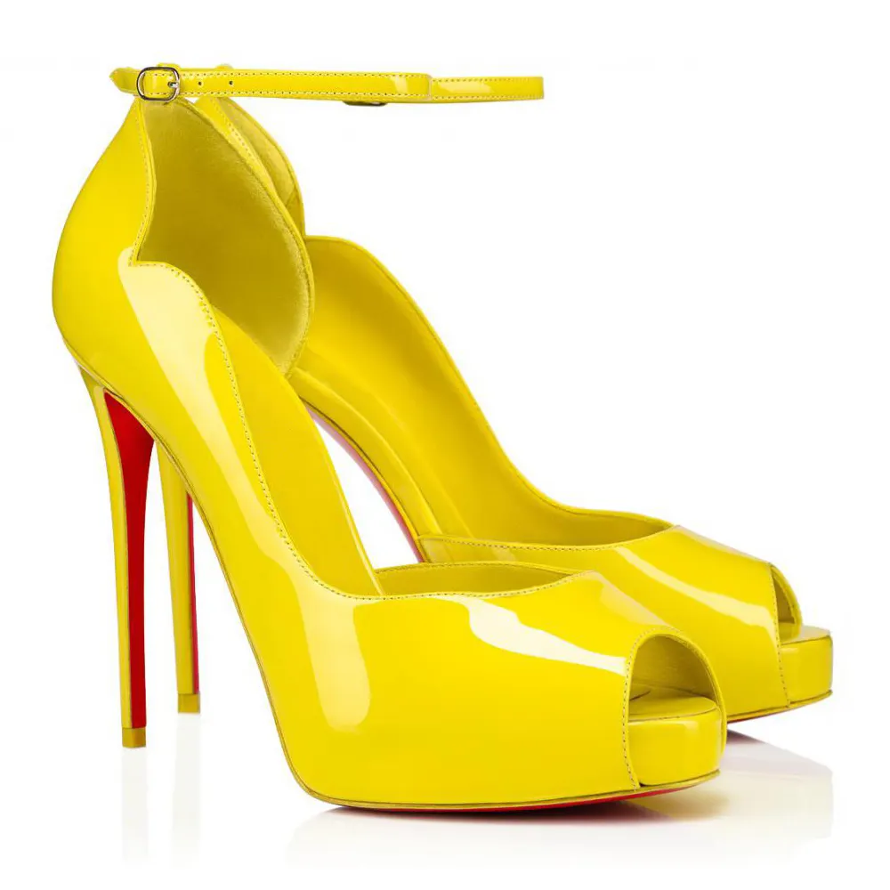 120mm Strap Platform Stilettos Red Soles Pumps Patent / Matte-vocosishoes