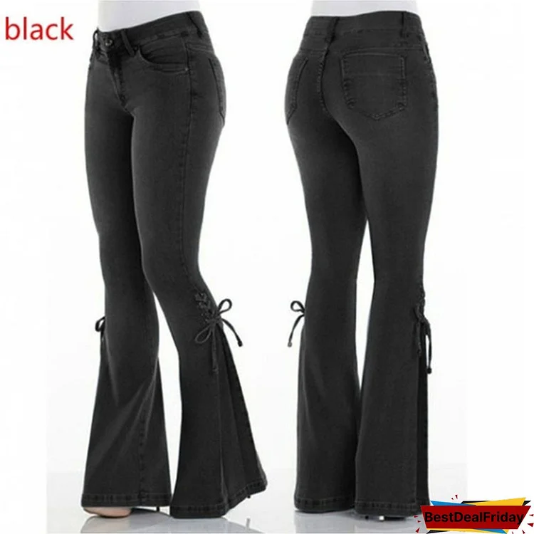 Women'S Fashion Stretch Skinny Jeans Vintage Flare Pants Plus Size Xs-4Xl