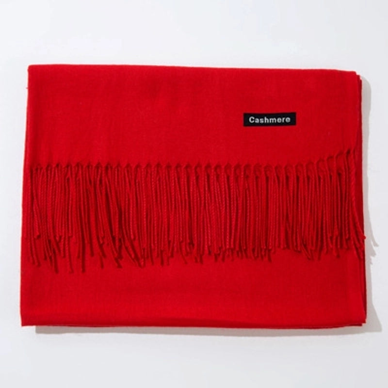New Cashmere Scarf Female Korean Autumn And Winter New Solid Color Tassel Shawl Thick Warm Scarf