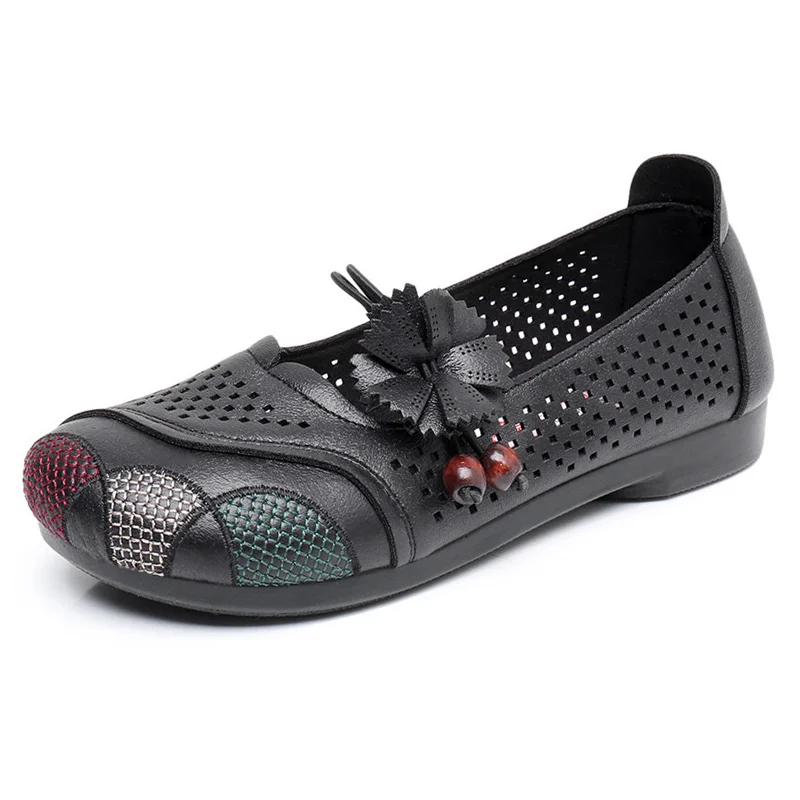 Letclo™ Women's Flat Breathable Leather Shoes letclo Letclo