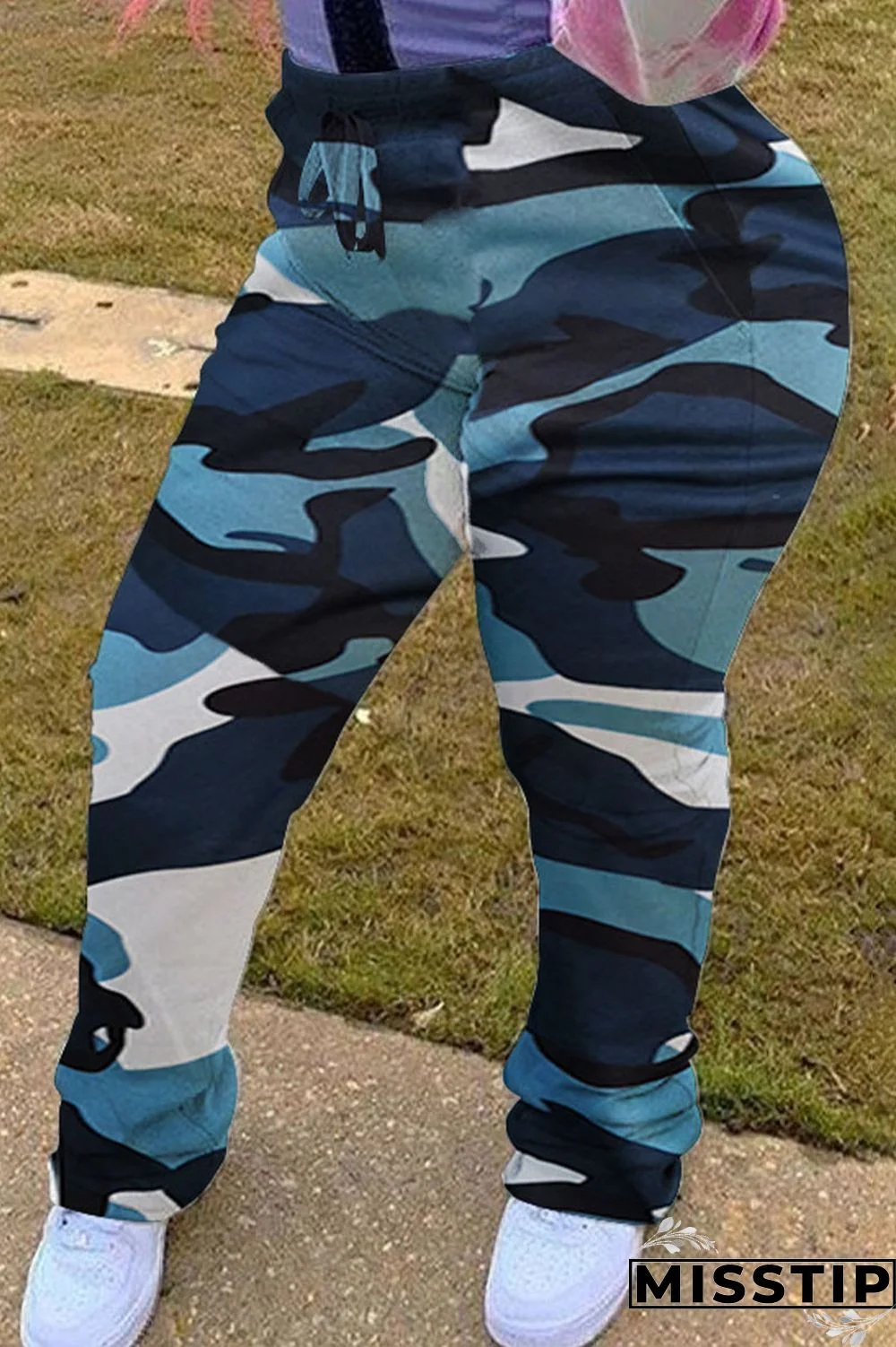 Blue Street Camouflage Print Boot Cut Bottoms