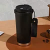 500ml Lily of The Valley Coffee Cup Stainless Steel Flower Thermos Mug (Black)