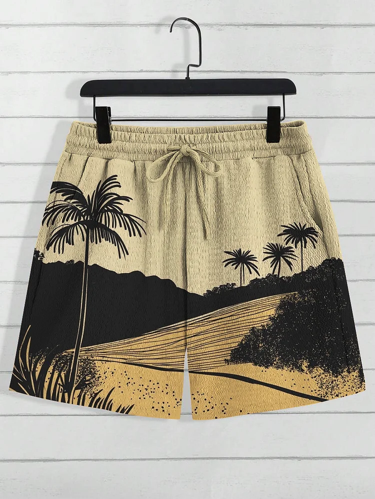 Men's Hawaiian Leisure Resort Coconut Tree Print Casual Shorts