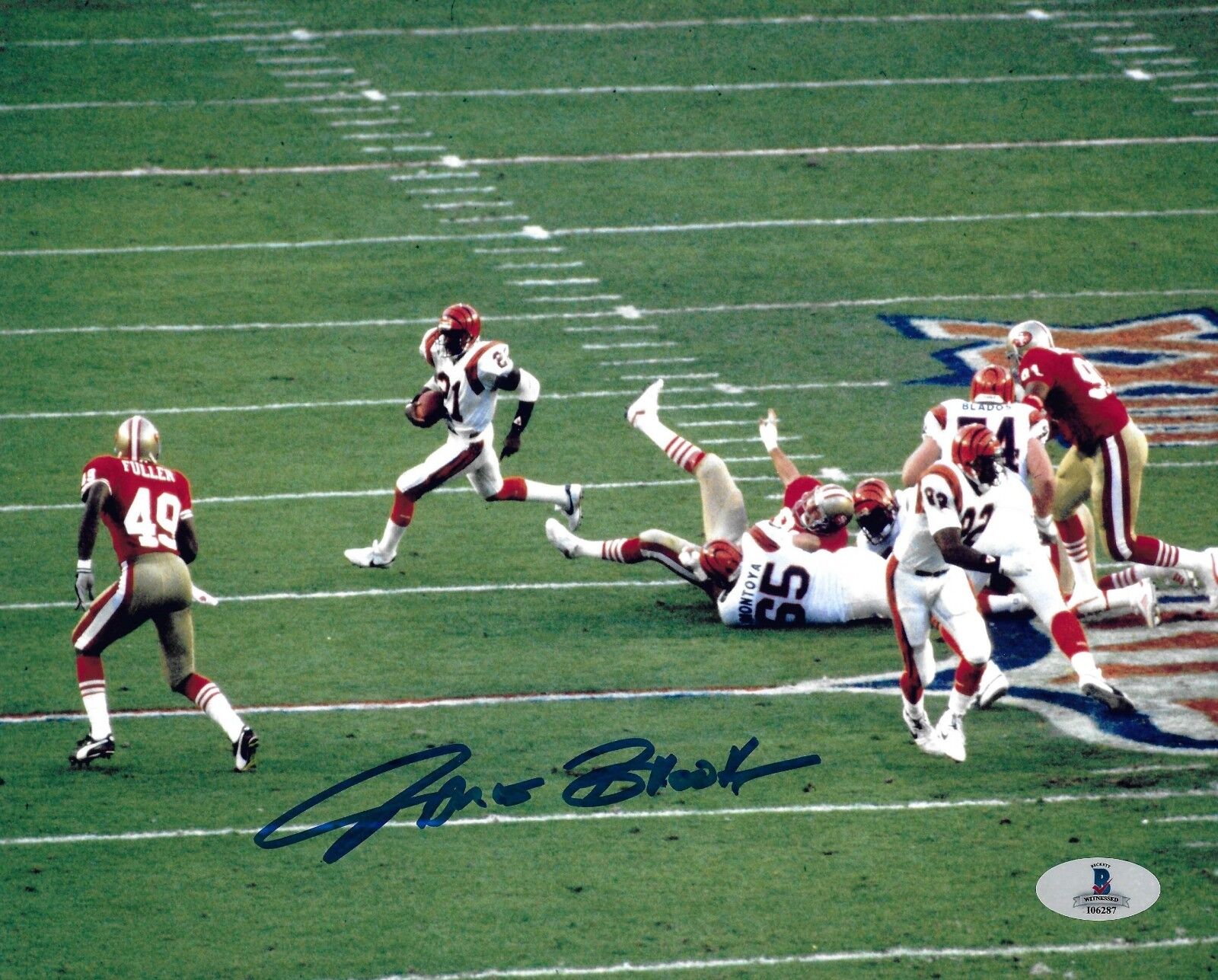 James Brooks Signed Bengals Football 8x10 Photo Poster painting BAS COA Super Bowl XXIII Picture