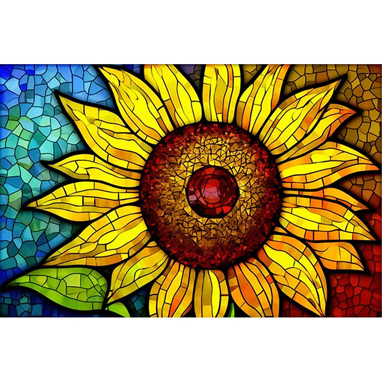 Glass Art - Sunflower 11CT Stamped Cross Stitch 60*40CM