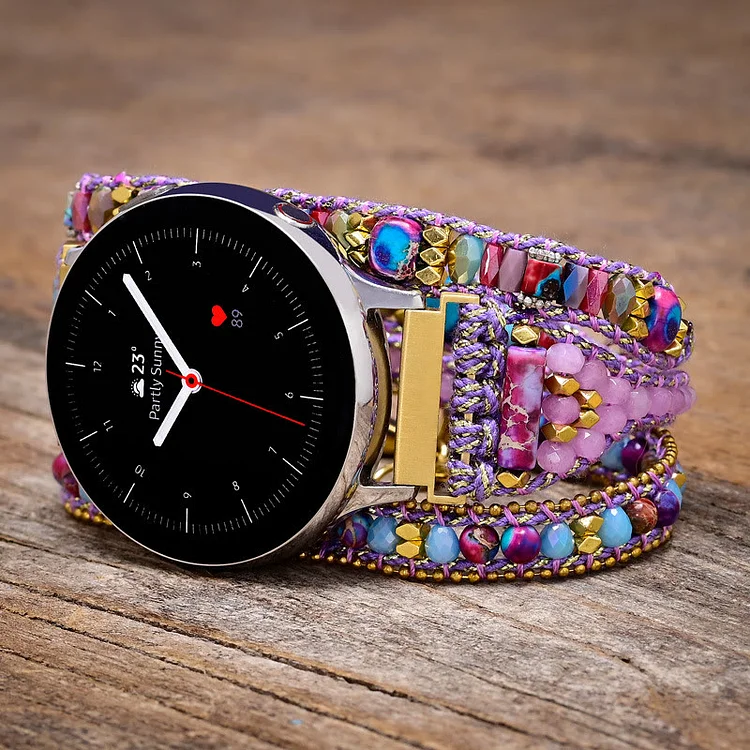 Olivenorma Crystal Beaded Purple Braided Samsung Strap Bracelet