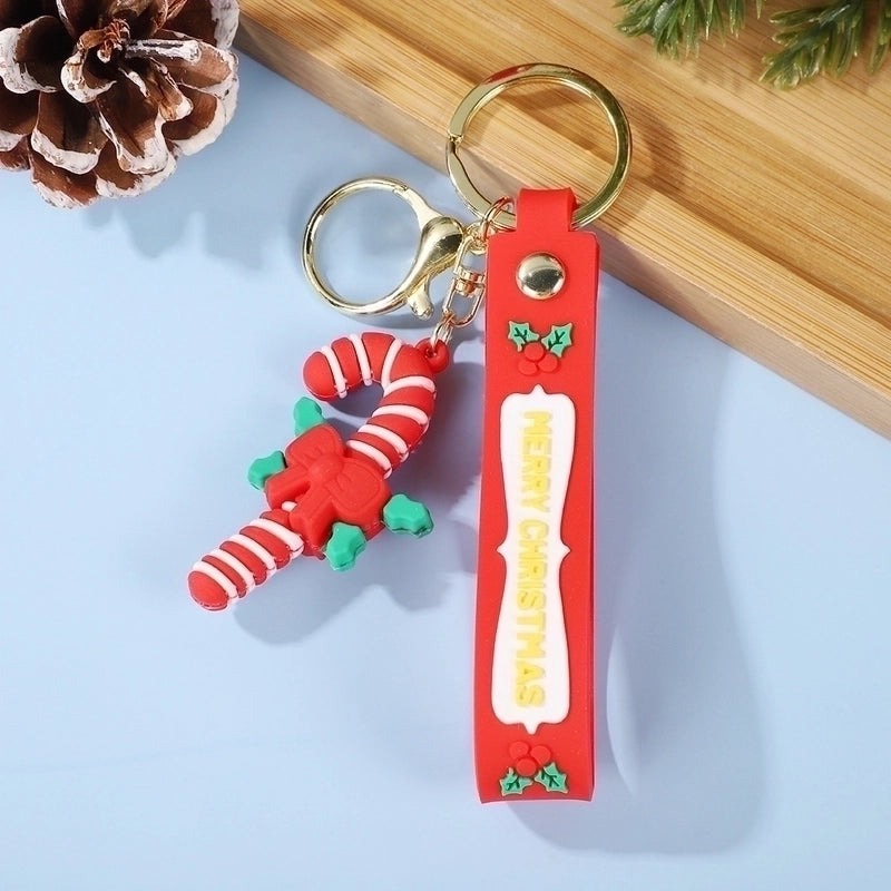 Cute Christmas Tree Santa Claus Elk PVC Metal Christmas Women’s Bag Pendant Keychain