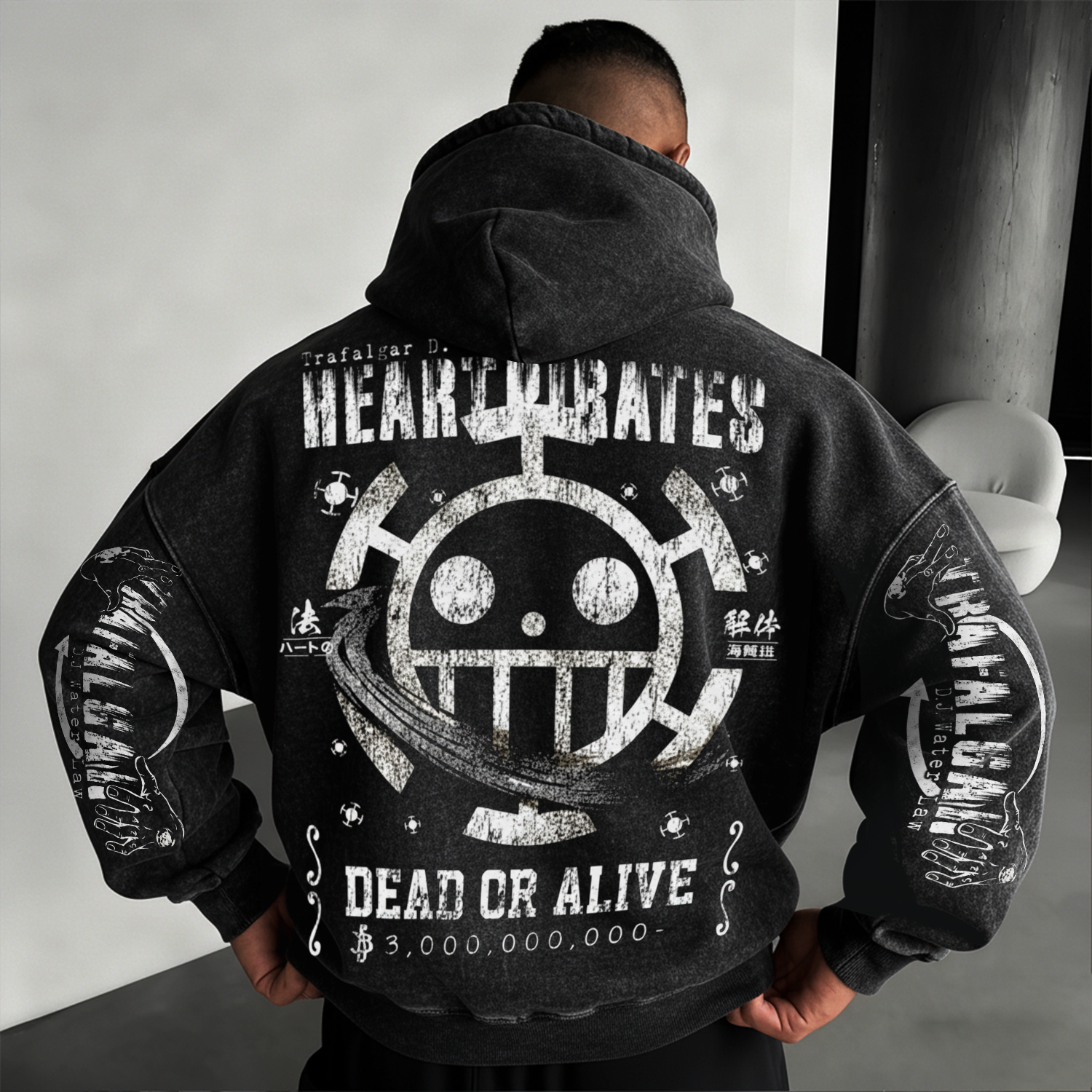 Vintage Washed Anime Hoodie Retro Graphic Casual Wear