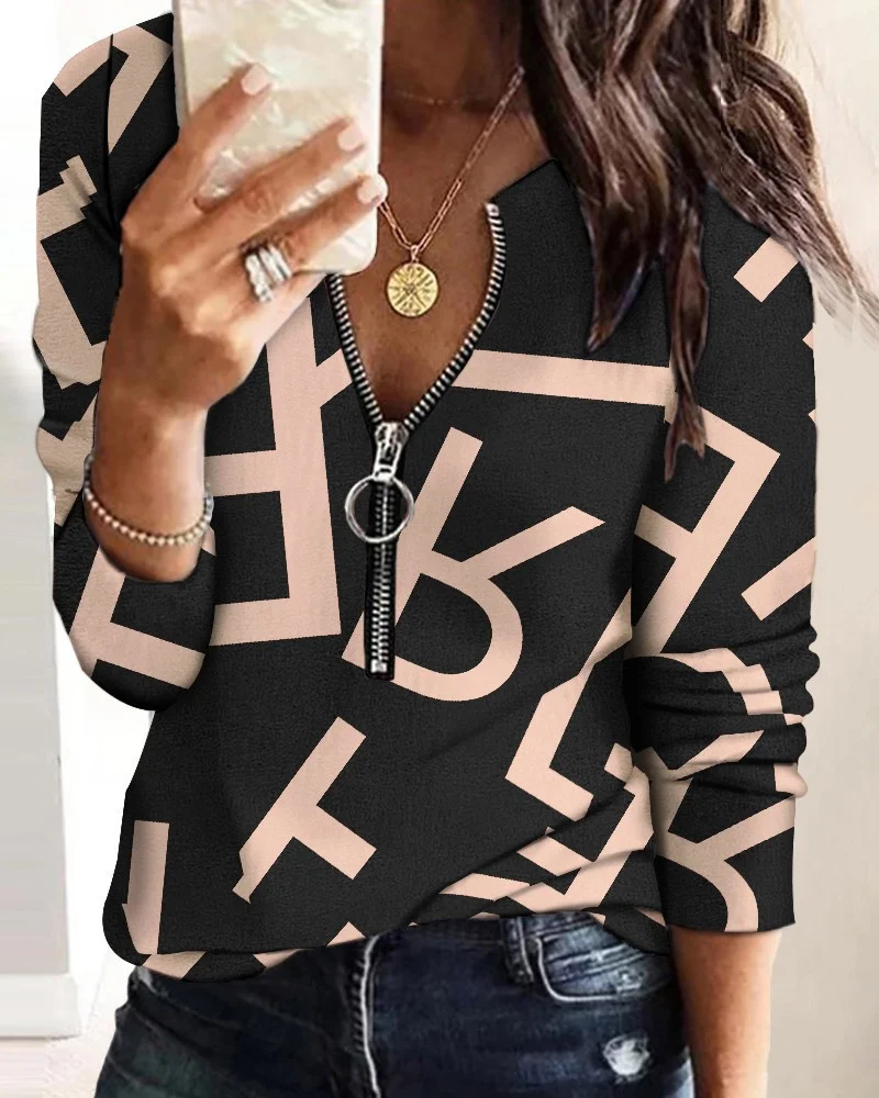 Uveng Uveng Spring And Summer New Women's Explosive Ebay Zipper Commuting Long-Sleeved Shirt