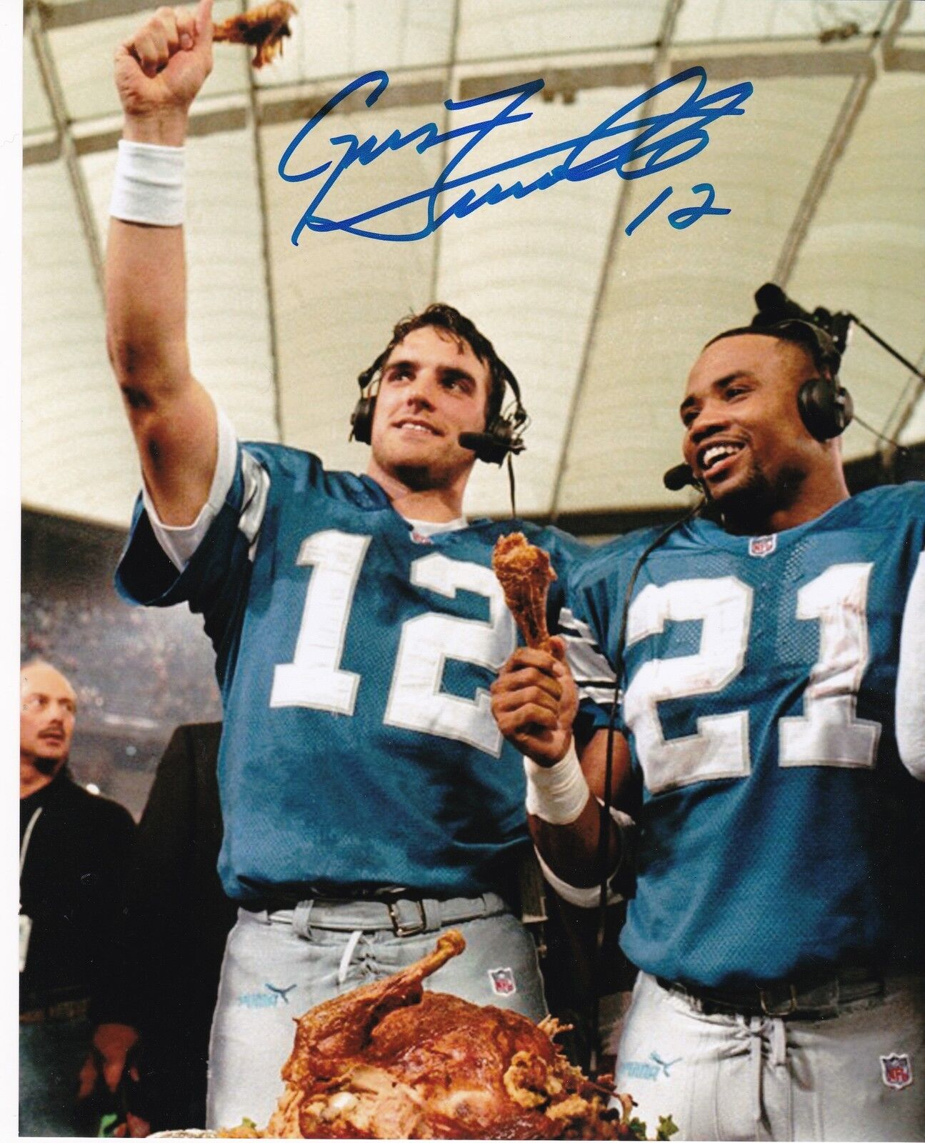 GUS FREROTTE DETROIT LIONS ACTION SIGNED 8x10