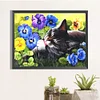 Diamond Painting -DIY Round Drill Cat lounging in Flowers