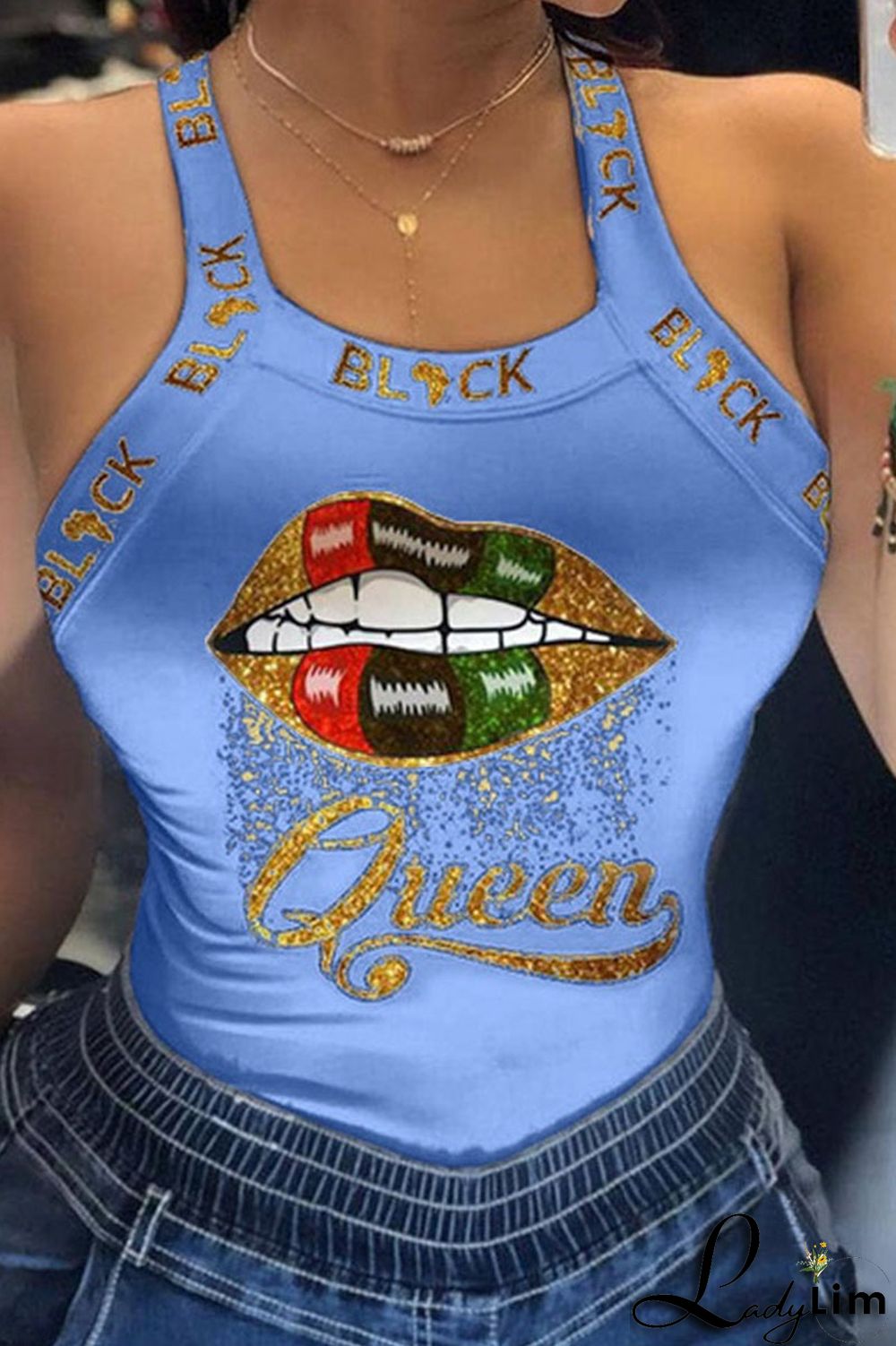 Deep Red Casual Street Print Patchwork U Neck Tops