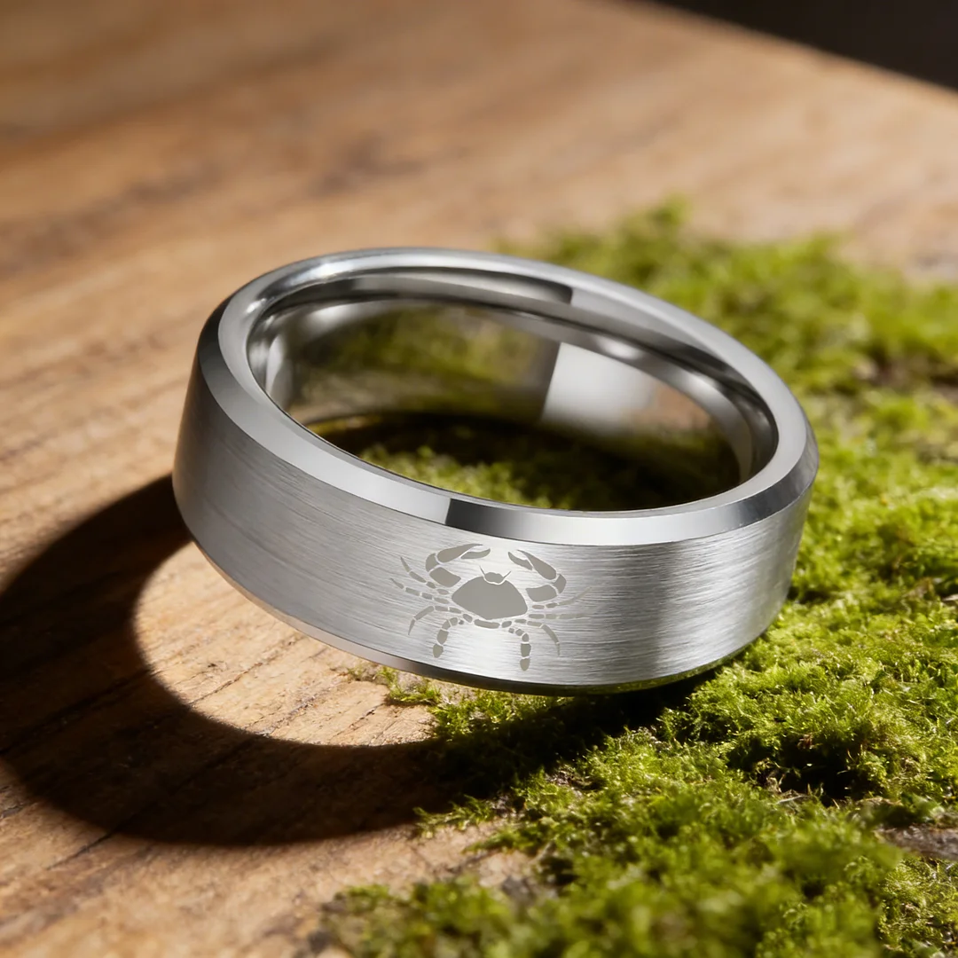 Sliver Cancer Tungsten Wedding Bands Beveled Edges Sliver Laser Etched Couple Tungsten Carbide Rings 4MM 6MM 8MM Width