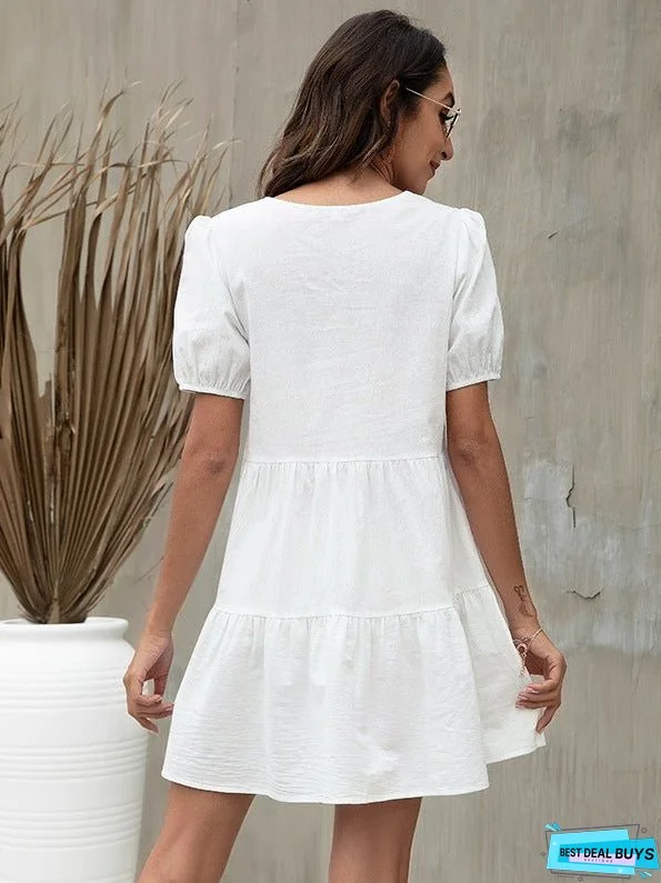 A-line Skirt Puff Sleeve European Dress