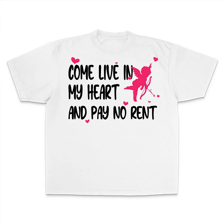 Men's Valentine's Day Letter Print Cotton Short Sleeve T-Shirt