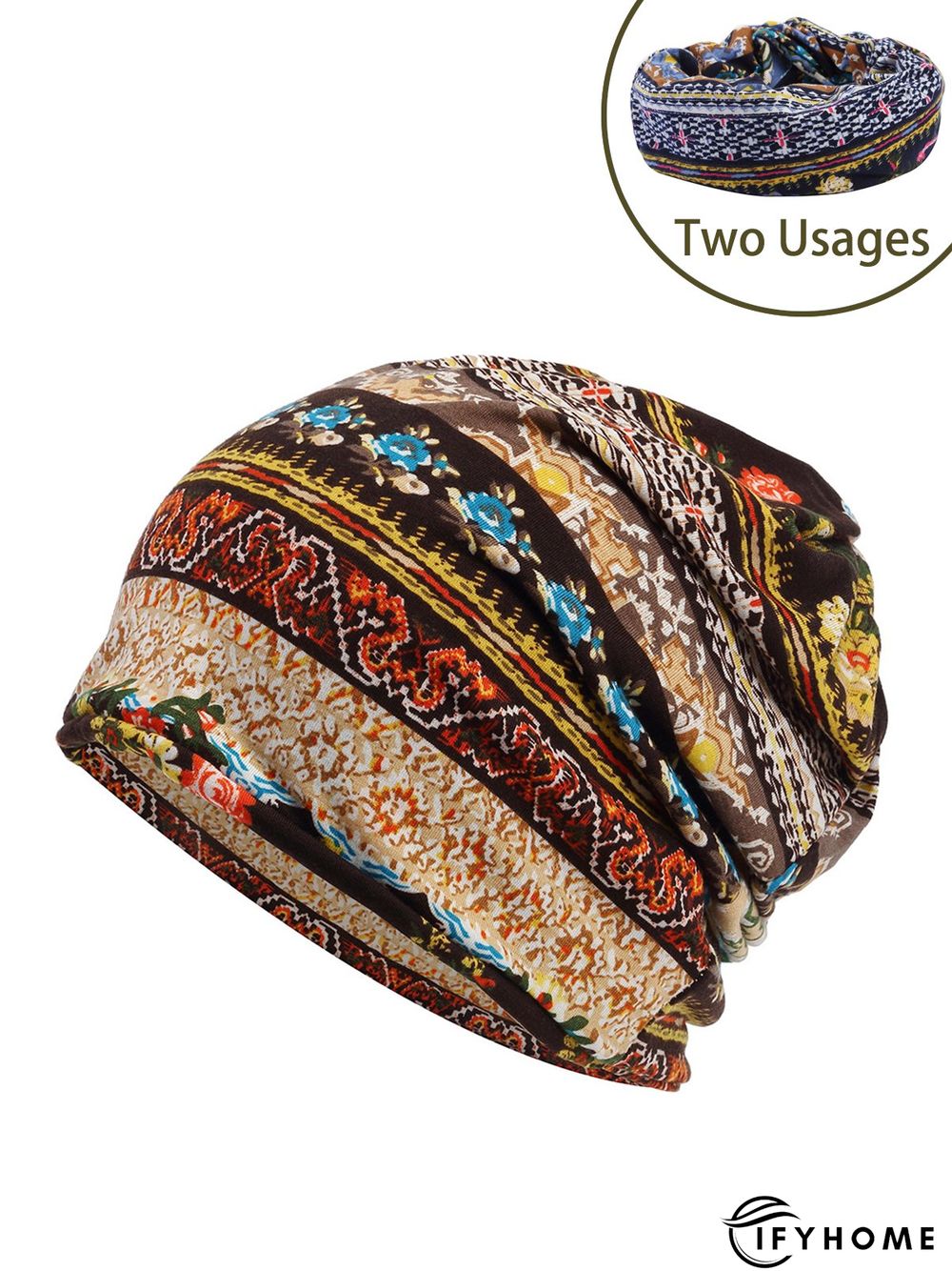 Vintage Paisley All Season Printing Household Style Polyester Cotton Turban Regular Hat | IFYHOME