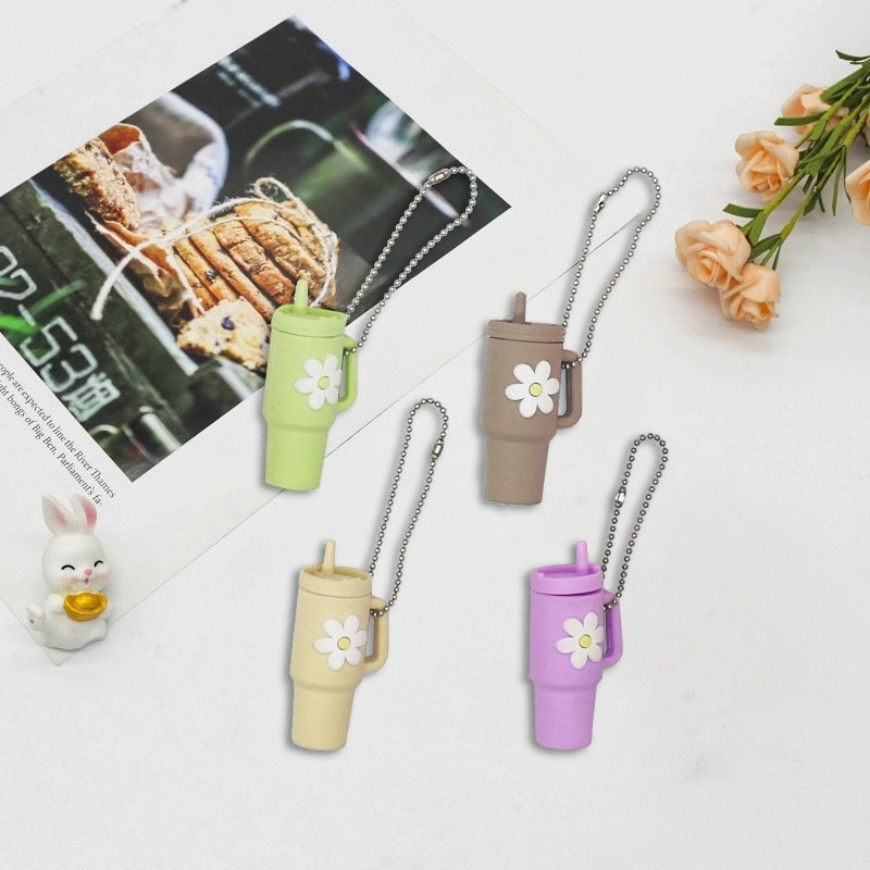 Cartoon Style Cup Flower Soft Glue Women’s Keychain