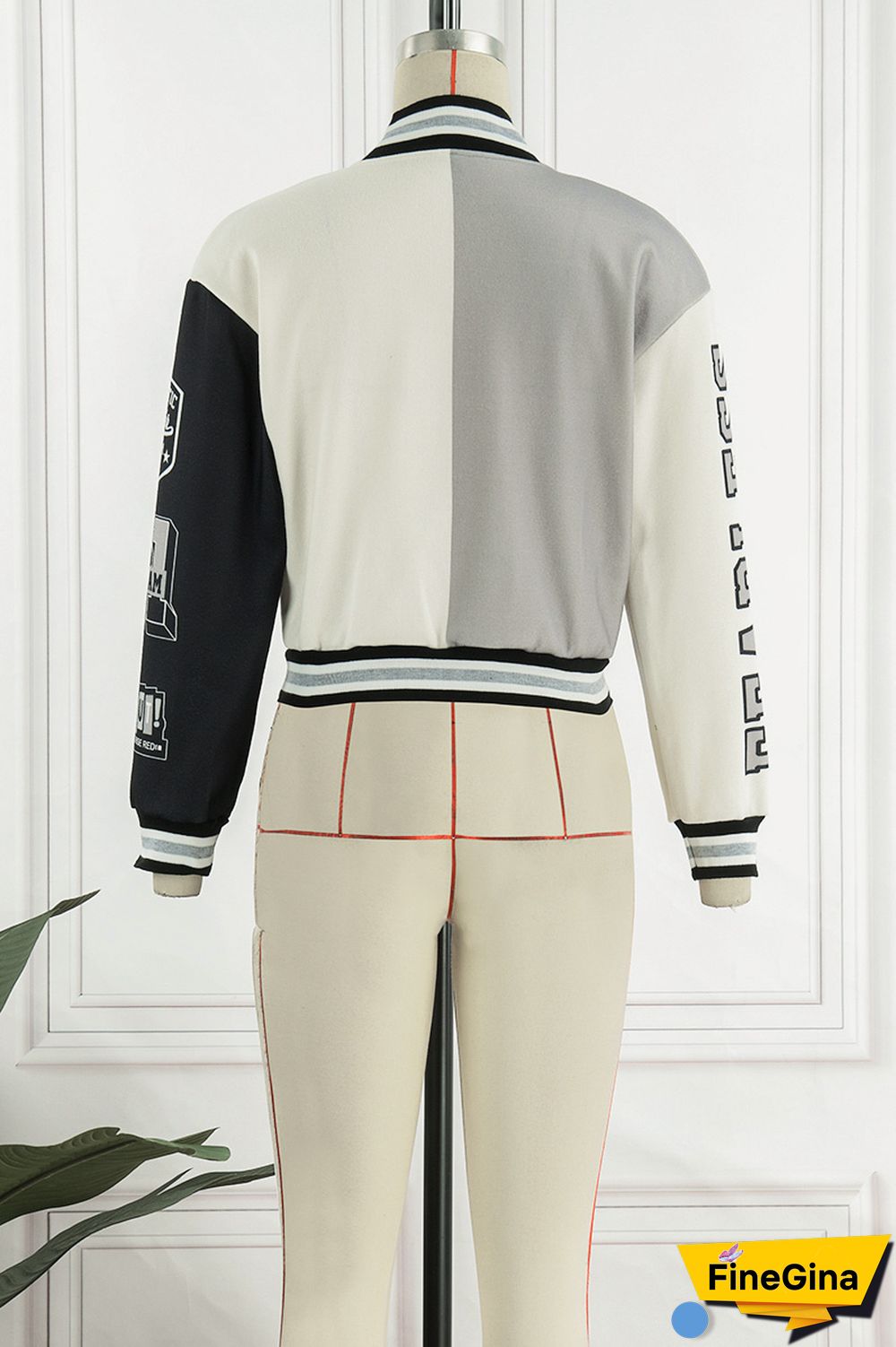 Red Casual Print Patchwork O Neck Outerwear