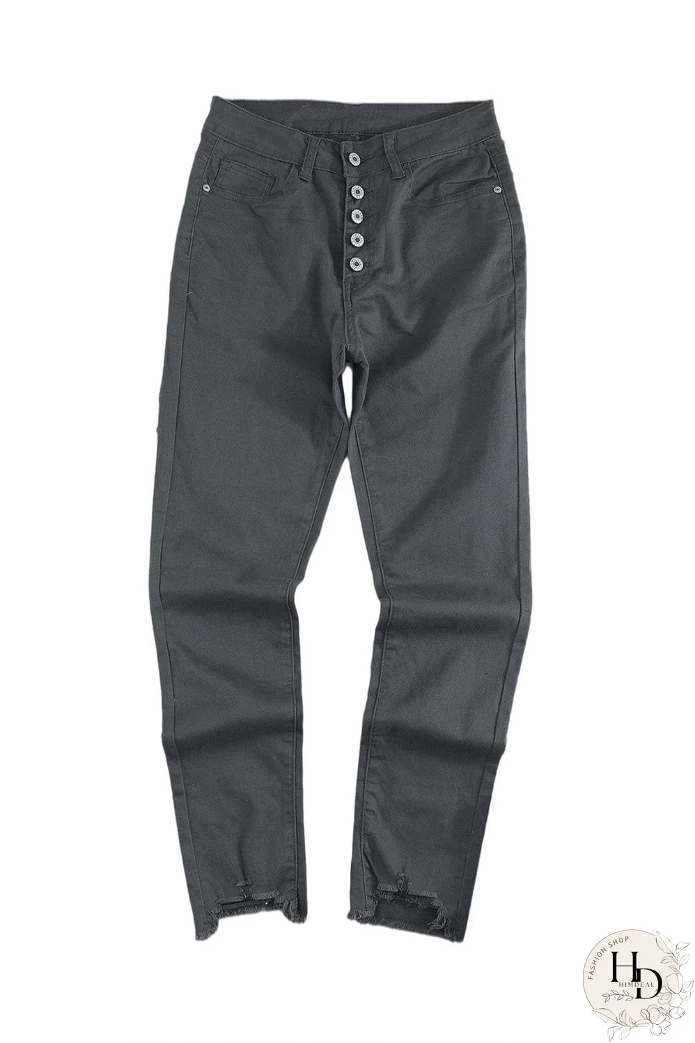 Elastic Loose Wide Leg Button Pants