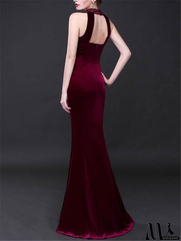 MidiSono - Sexy Sweetheart Neckline Mermaid Velvet Long Maxi Dress for Evening