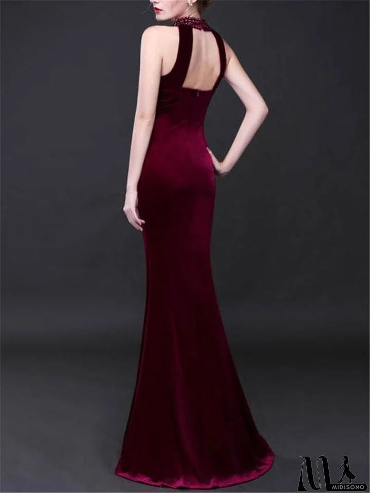 MidiSono - Sexy Sweetheart Neckline Mermaid Velvet Long Maxi Dress for Evening